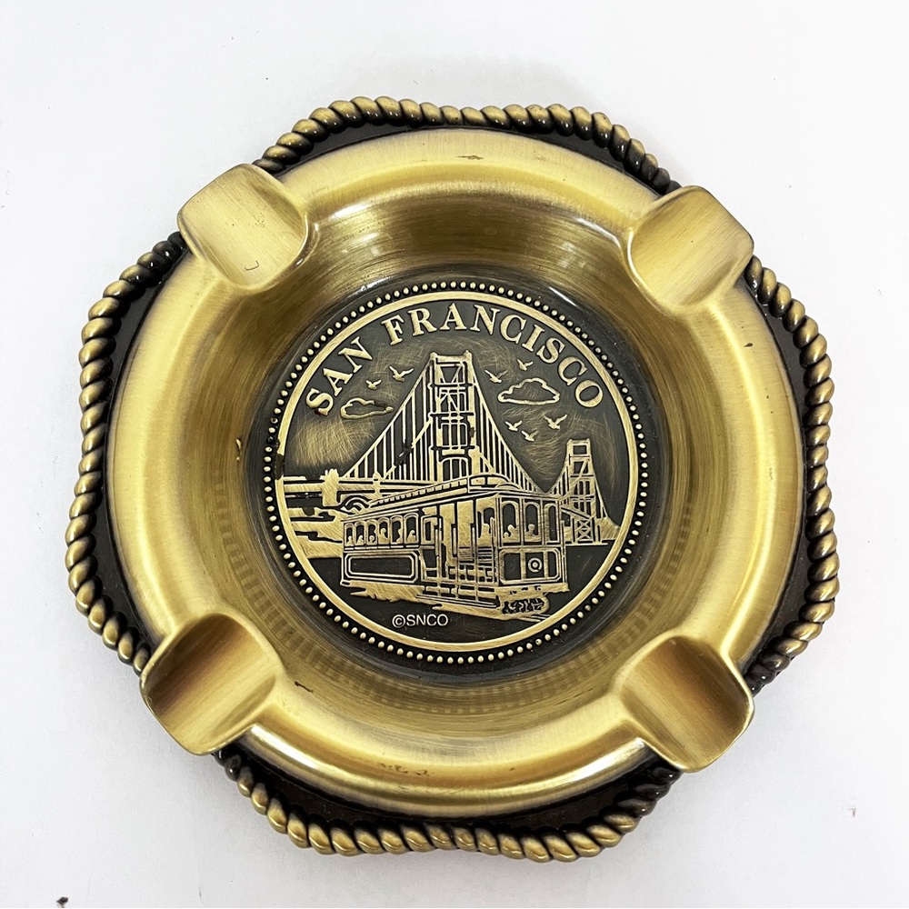 Brass Ashtray San Francisco Golden Gate Bridge By SNCO Vintage